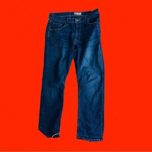 Wrangler Men's Blue Denim Dark Wash Taper Straight fit Jeans